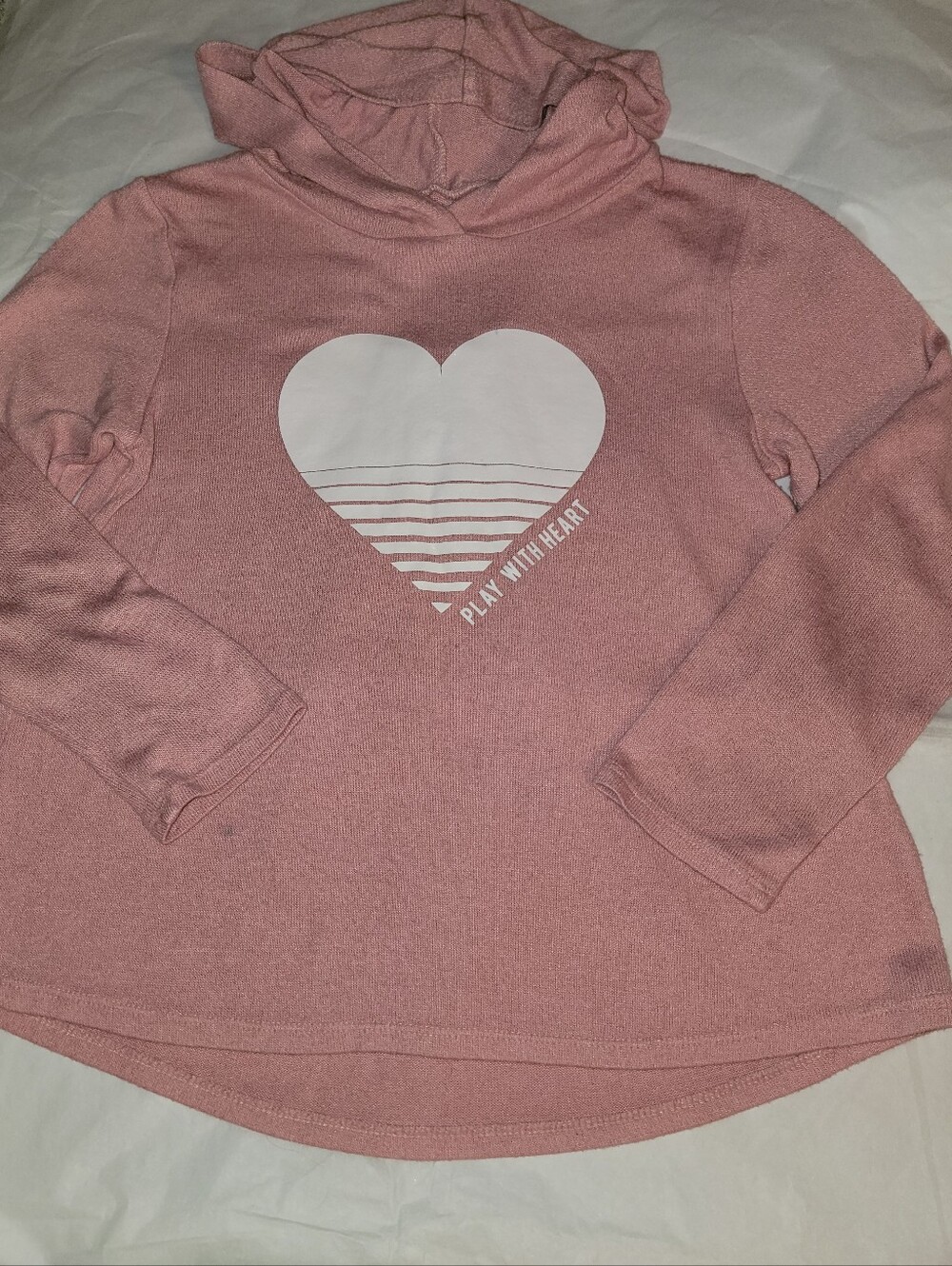 Girl's Pink Hooded Heart Pullover Sweater